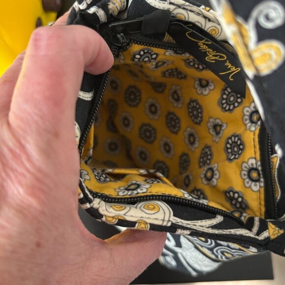 VERA BRADLEY Purse Hannah Yellow Bird Satchel Handbag Pleated Top Handle EUC - Picture 4 of 4